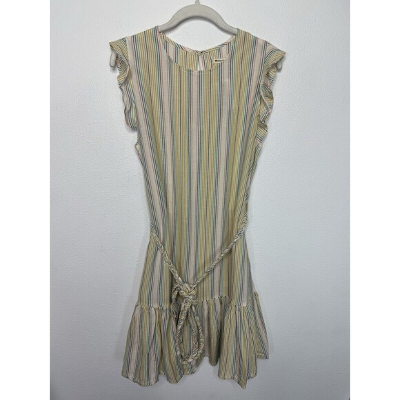 Marine Layer Sz M Laney Mini Dress Beachy Stripe Linen Blend Sleeveless Rainbow - Picture 5 of 14